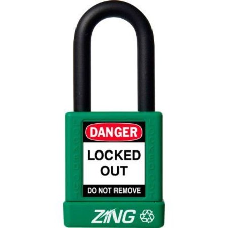 ZING ZING RecycLock Safety Padlock, Keyed Different, 1-1/2" Shackle, 1-3/4" Body, Green, 7034 7034